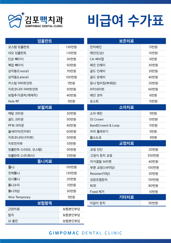 비급여수가표